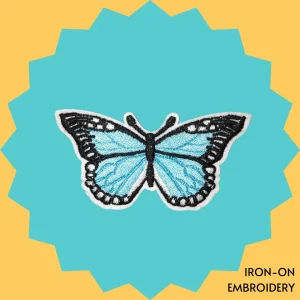 Classic ice blue butterfly Iron-on Embroidery