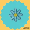 Blue flower with yellow center Iron-on Embroidery