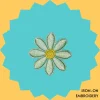 Green flower with yellow center Iron-on Embroidery