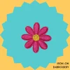 Neon pink flower with yellow center Iron-on Embroidery