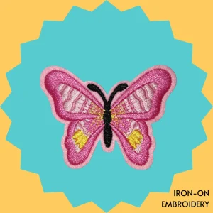 Pink patterned butterfly Iron-on Embroidery