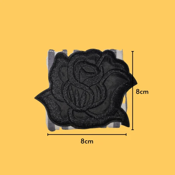 Large black rose Iron-on Embroidery