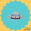 White alien UFO Iron-on Embroidery
