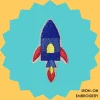 Blue rocket blasting off Iron-on Embroidery