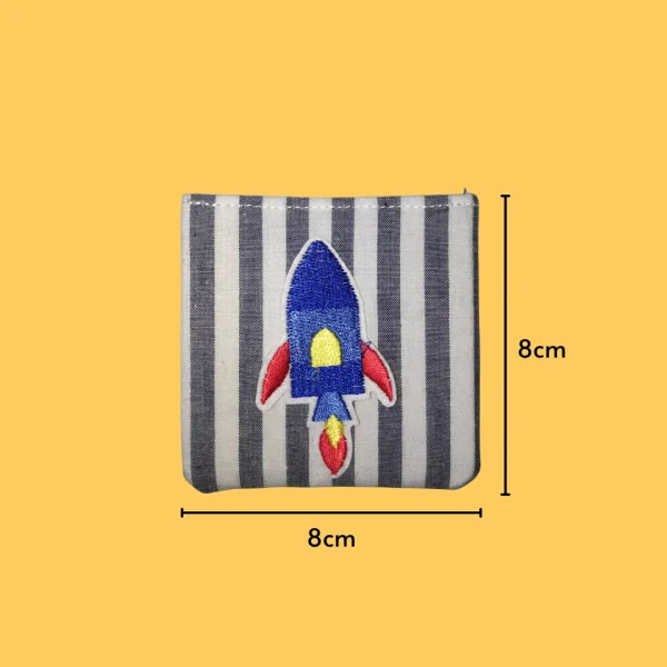 Blue rocket blasting off Iron-on Embroidery
