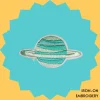 Blue and white Saturn aesthetic Iron-on Embroidery