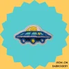 Blue UFO Iron-on Embroidery