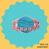 Blue Saturn with flower ring aesthetic Iron-on Embroidery