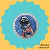 Cool astronaut with night sky background Iron-on Embroidery