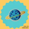 Blue Saturn with yellow ring aesthetic Iron-on Embroidery