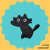 Black cat standing Sticker Embroidery