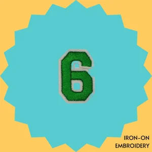 Green number '6' Iron-on Embroidery