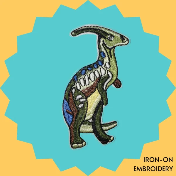 Iron-On-Patch-497 Multicolored Charonosaurus Dinosaur Iron-on Embroidery