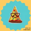 Iron-On-Patch-503 Smiling pizza with glasses Iron-on Embroidery