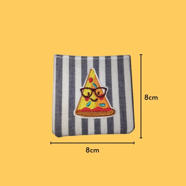 Iron-On-Patch-504 Smiling pizza with glasses Iron-on Embroidery