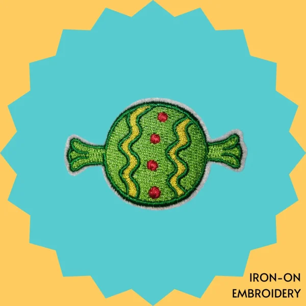 Iron-On-Patch-507 Green and yellow sweets Iron-on Embroidery