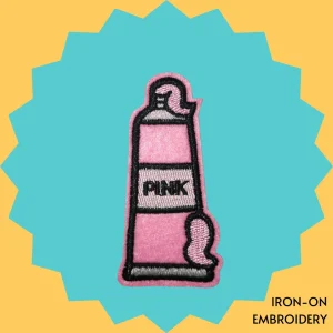 Pink toothpaste Iron-on Embroidery