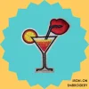 Lips sipping on mocktail straw Iron-on Embroidery