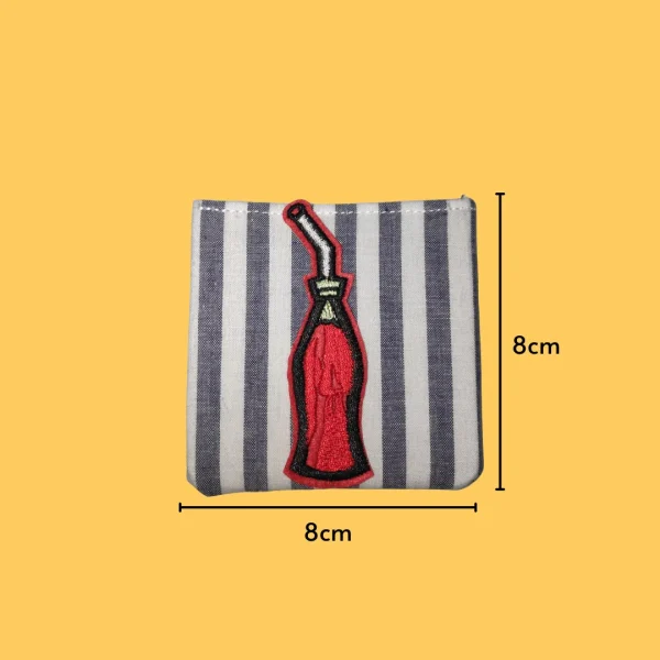 Red soda bottle with straw Iron-on Embroidery