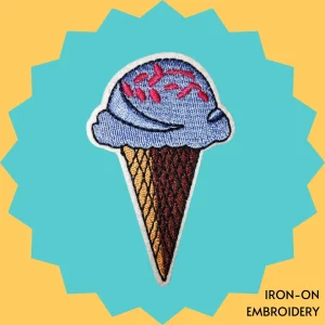 Blue ice cream with red sprinkles Iron-on Embroidery