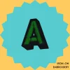 Green letter 'A' Iron-on Embroidery
