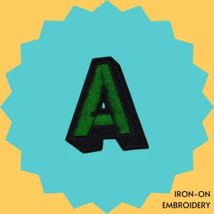 Green letter 'A' Iron-on Embroidery