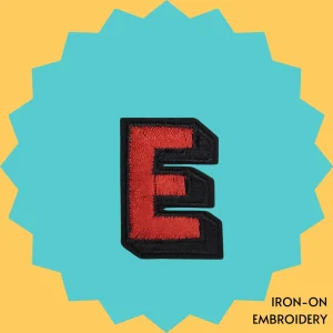 Red letter 'E' Iron-on Embroidery