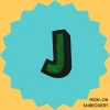 Green letter 'J' Iron-on Embroidery