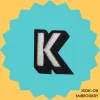 White letter 'K' Iron-on Embroidery
