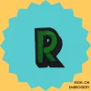 Green letter 'R' Iron-on Embroidery