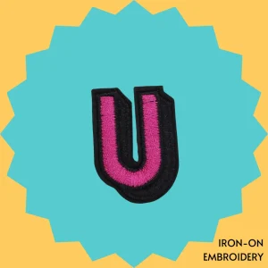 Pink letter 'U' Iron-on Embroidery