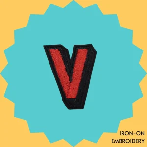Red letter 'V' Iron-on Embroidery