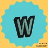 Green letter 'W' Iron-on Embroidery