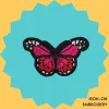 Neon pink patterned butterfly Iron-on Embroidery