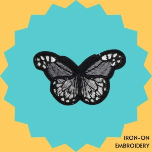 Gray patterned butterfly Iron-on Embroidery
