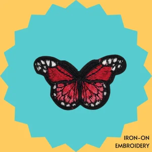 Bright red patterned butterfly Iron-on Embroidery