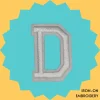 Large White letter 'D' Iron-on Embroidery