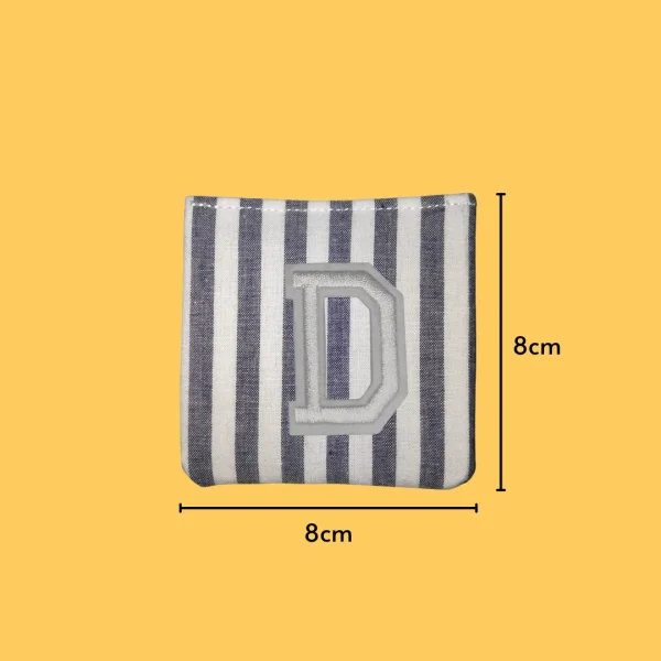 Large White letter 'D' Iron-on Embroidery