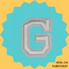 Large White letter 'G' Iron-on Embroidery