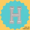 Large White letter 'H' Iron-on Embroidery