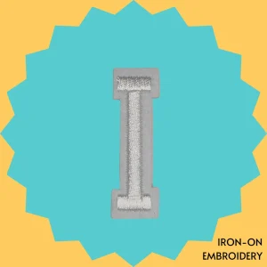 Large White letter 'I' Iron-on Embroidery
