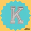 Large White letter 'K' Iron-on Embroidery