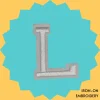Large White letter 'L' Iron-on Embroidery