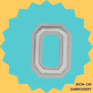 Large White letter 'O' Iron-on Embroidery