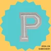 Large White letter 'P' Iron-on Embroidery