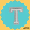 Large White letter 'T' Iron-on Embroidery