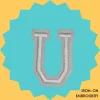 Large White letter 'U' Iron-on Embroidery