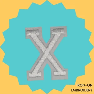 Large White letter 'X' Iron-on Embroidery