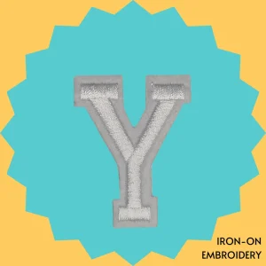 Large White letter 'Y' Iron-on Embroidery