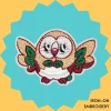 Cute Cartoon Green Owl Iron-on Embroidery
